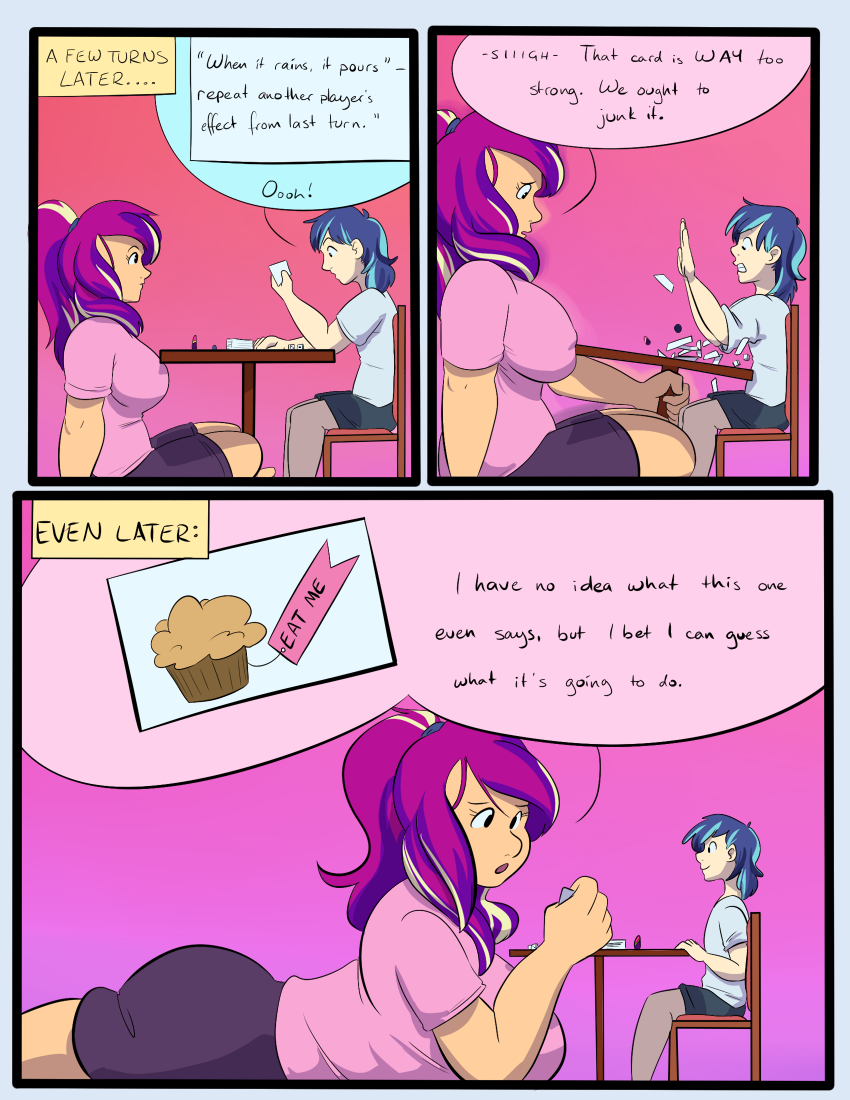 860554 - artist:goat train, board game, clothes, comic, comic:growerland,  derpibooru import, giantess, growth, human, humanized, jumanji, macro,  princess cadance, safe, shining armor, shorts, solo, table, t-shirt -  Twibooru