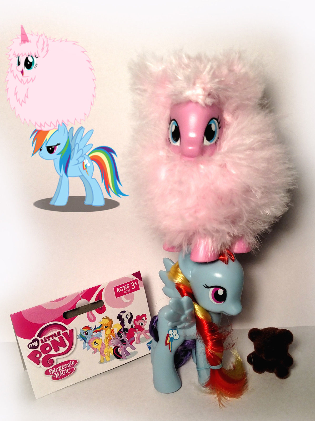 pink fluffy unicorns dancing on rainbow dash