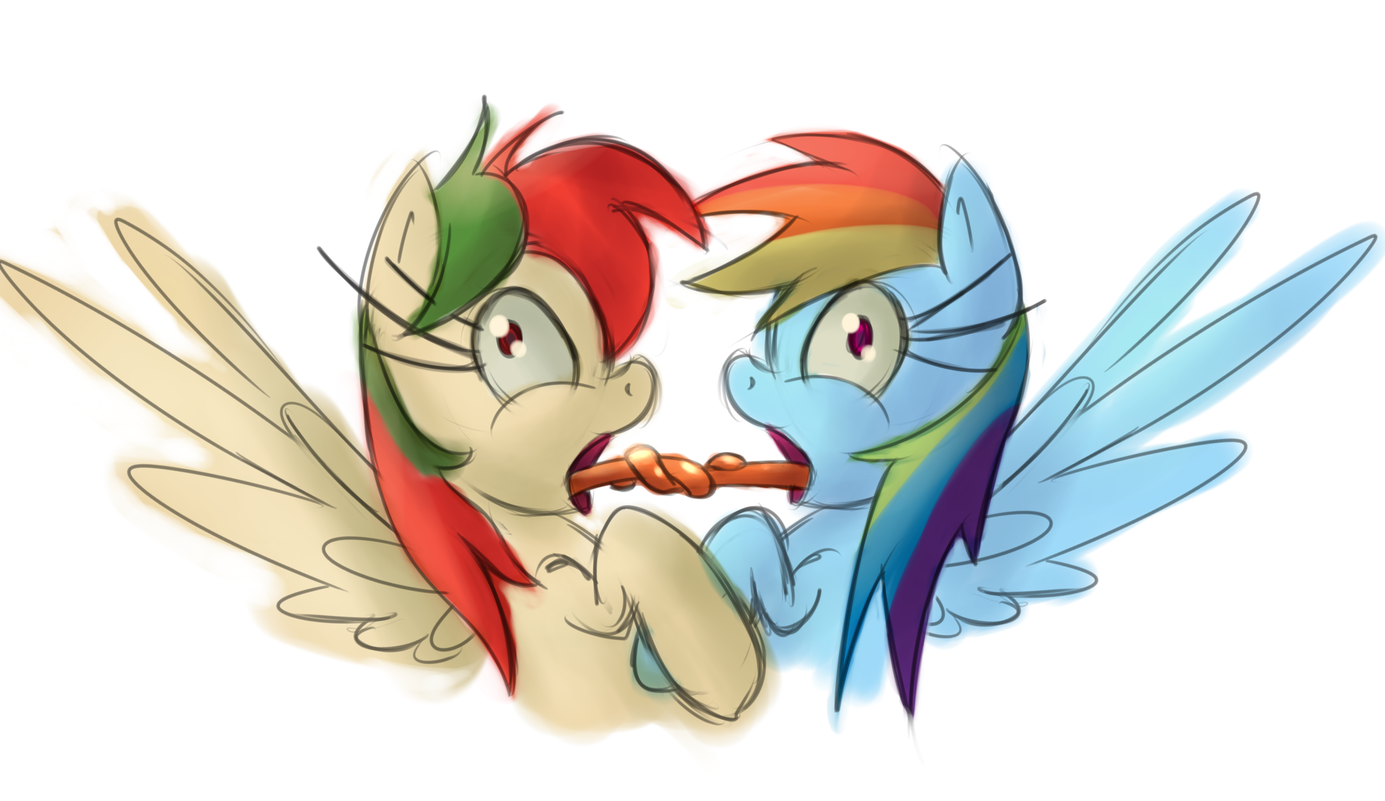 906649 - suggestive, artist:leadhooves, derpibooru import, rainbow dash,  oc, oc:blowsy wings, pegasus, pony, canon x oc, female, french kiss,  impossibly long tongue, kissing, lesbian, long tongue, shipping, sloppy  kissing, tongue out, tongue