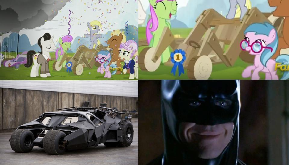 949447 batman, batmobile, christian bale, confetti, derpibooru