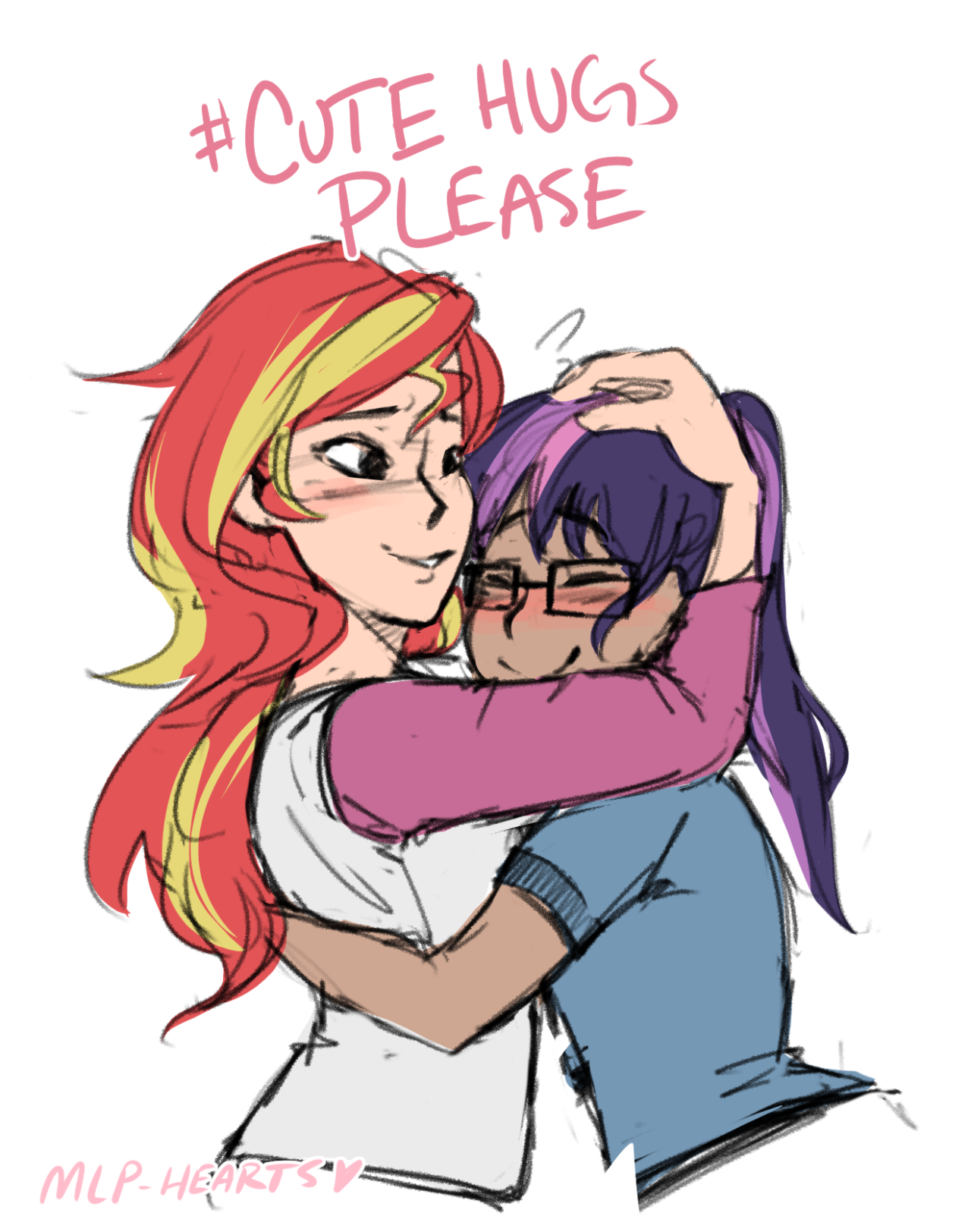 Sunset Shimmer And Twilight Sparkle Hug