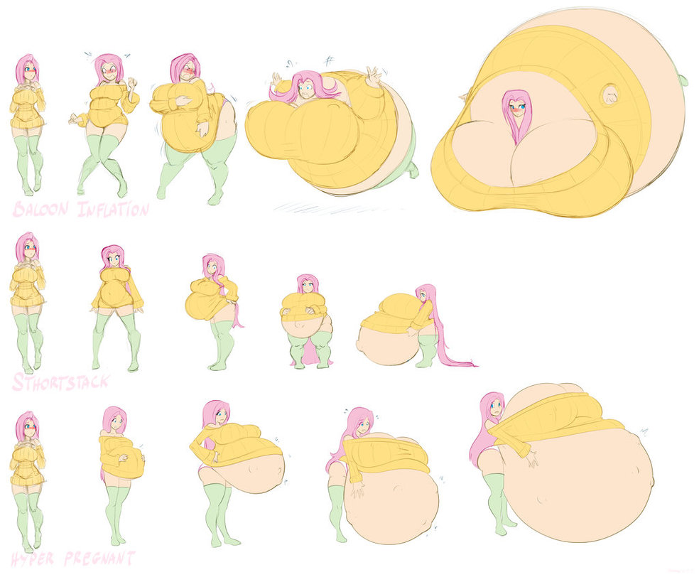 1210458 - artist:marrazan, ass, belly, belly button, big belly, big breasts,  blimp, breast expansion, breasts, busty fluttershy, butt expansion,  clothes, derpibooru import, female, fetish, flutterblimp, fluttershy,  growth, huge breasts, human ...