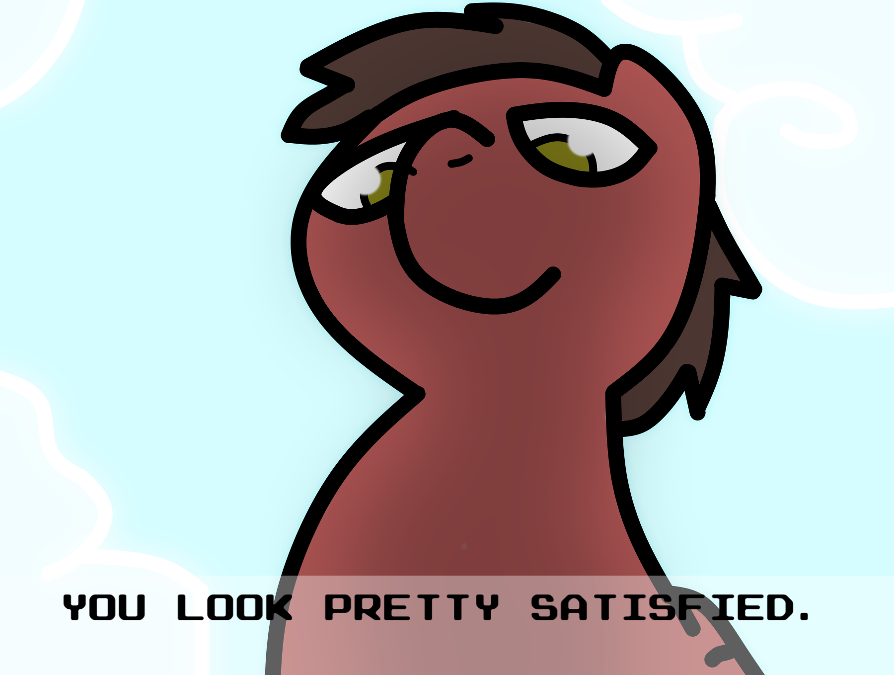 1219699 - safe, artist:pokehidden, derpibooru import, oc, oc:big brian,  unofficial characters only, pony, banned from equestria daily, bust,  dialogue, game, looking down, solo - Twibooru