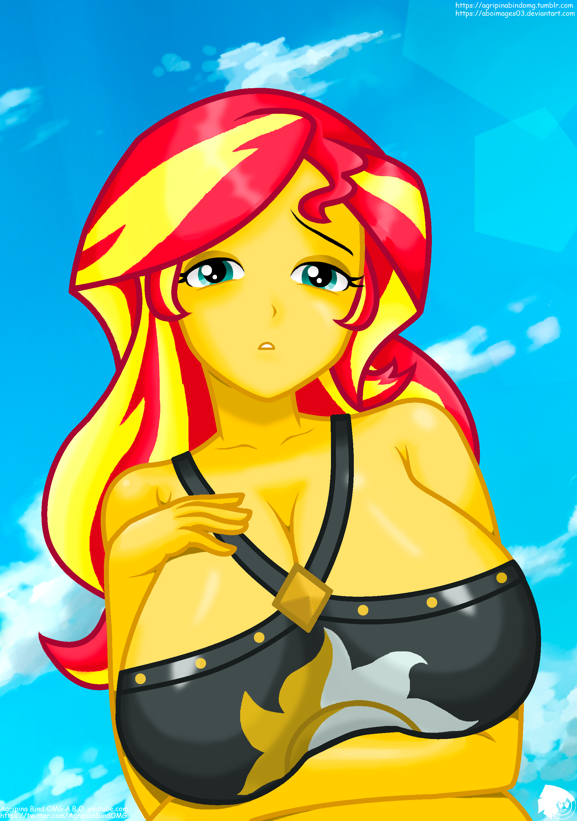 1378460 - suggestive, artist:aboimages03, derpibooru import, sunset  shimmer, equestria girls, equestria girls series, forgotten friendship,  beach, beach babe, big breasts, bikini, bikini babe, bikini top, breasts,  busty sunset shimmer, cleavage ...