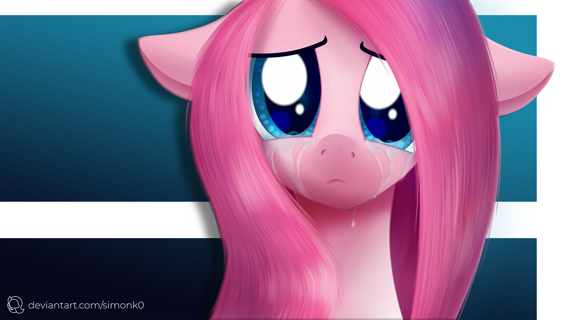1471946 - safe, artist:simonk0, derpibooru import, pinkamena diane pie, pinkie  pie, earth pony, pony, abstract background, bust, crying, higurashi no naku  koro ni, looking at you, portrait, sad, solo - Twibooru, image size:1920x1080