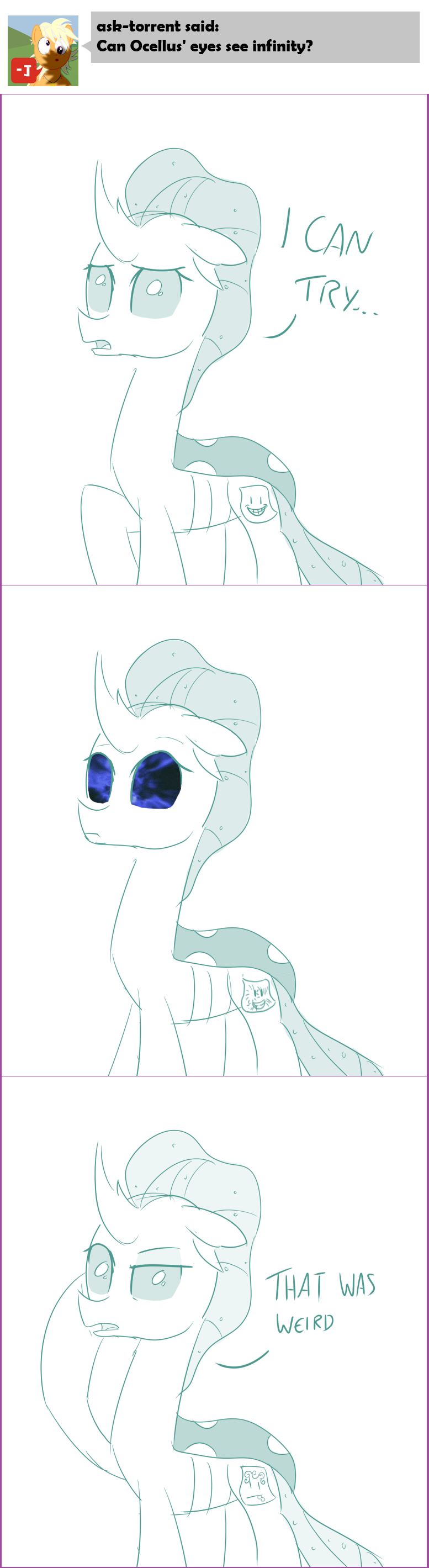 1517489 - animated at source, artist:sintakhra, changedling, changeling,  derpibooru import, ocellus, post-it, safe, simple background, solo, time  vortex, trippy, tumblr, tumblr:studentsix, white background - Twibooru