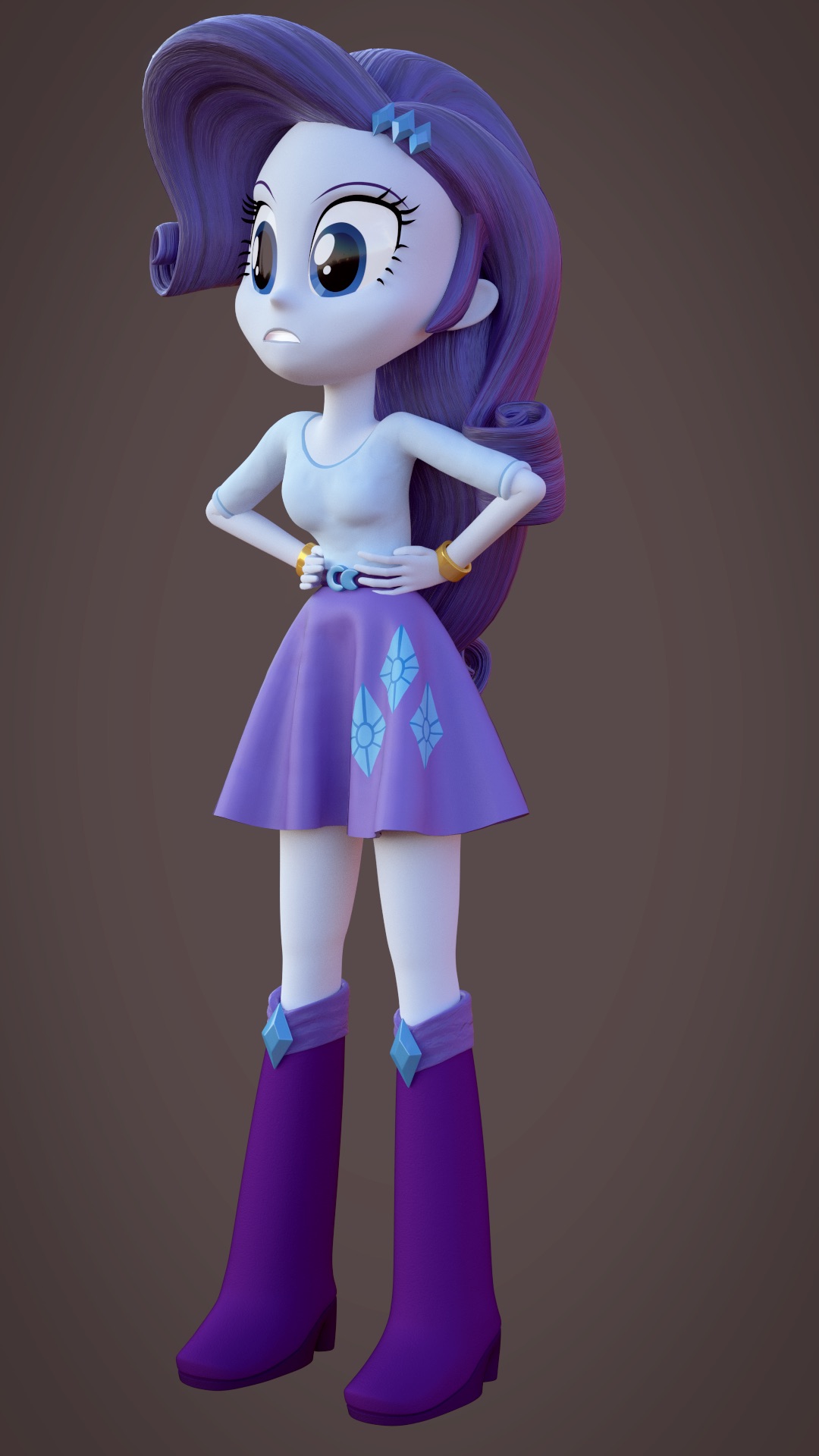 1610461 - safe, artist:creatorofpony, artist:rjrgmc28, derpibooru import,  rarity, equestria girls, 3d, blender, solo - Twibooru