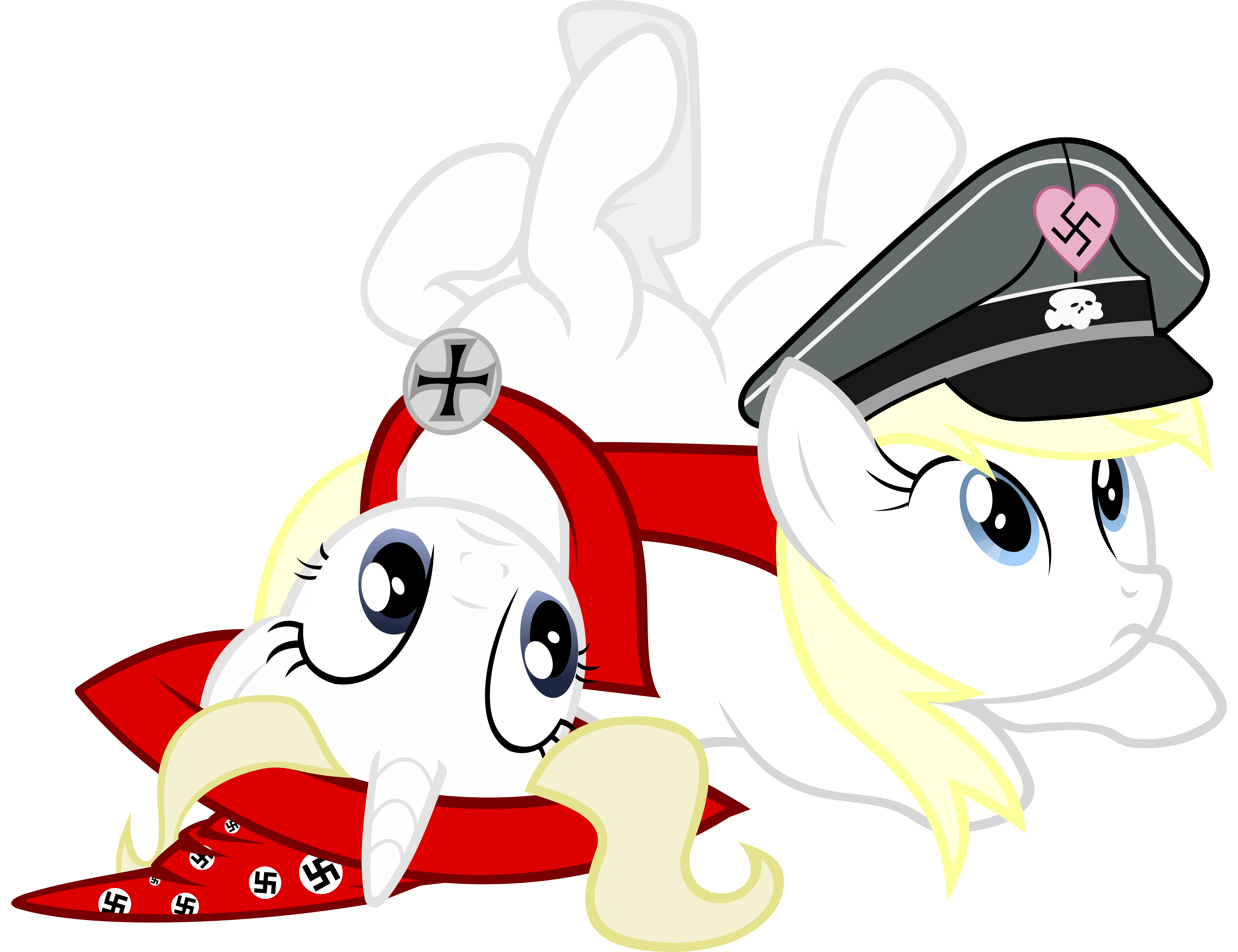 1634292 - safe, artist:accu, derpibooru import, oc, oc:aryanne,  oc:franziska, unofficial characters only, earth pony, pony, unicorn, aryan,  aryan pony, aryanbetes, blonde, cape, clothes, cute, female, hat, laying on  floor, looking up, mage,