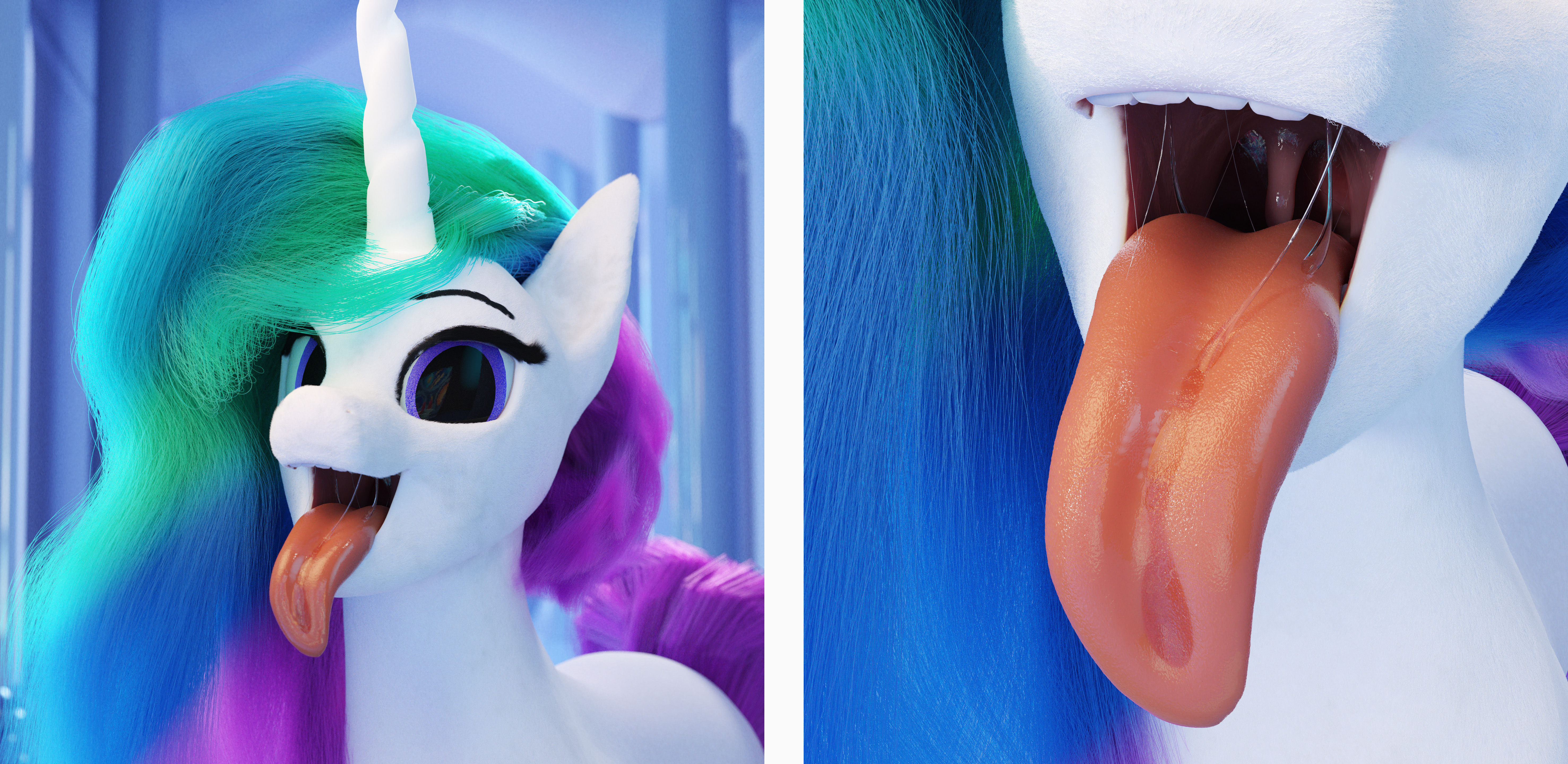 1640789 - suggestive, artist:foxidro, derpibooru import, princess celestia,  alicorn, pony, 3d, blender, cycles, drool, drool string, fetish, gullet,  imminent vore, long tongue, mawshot, open mouth, princess vorestia, render,  request, solo, tongue out,