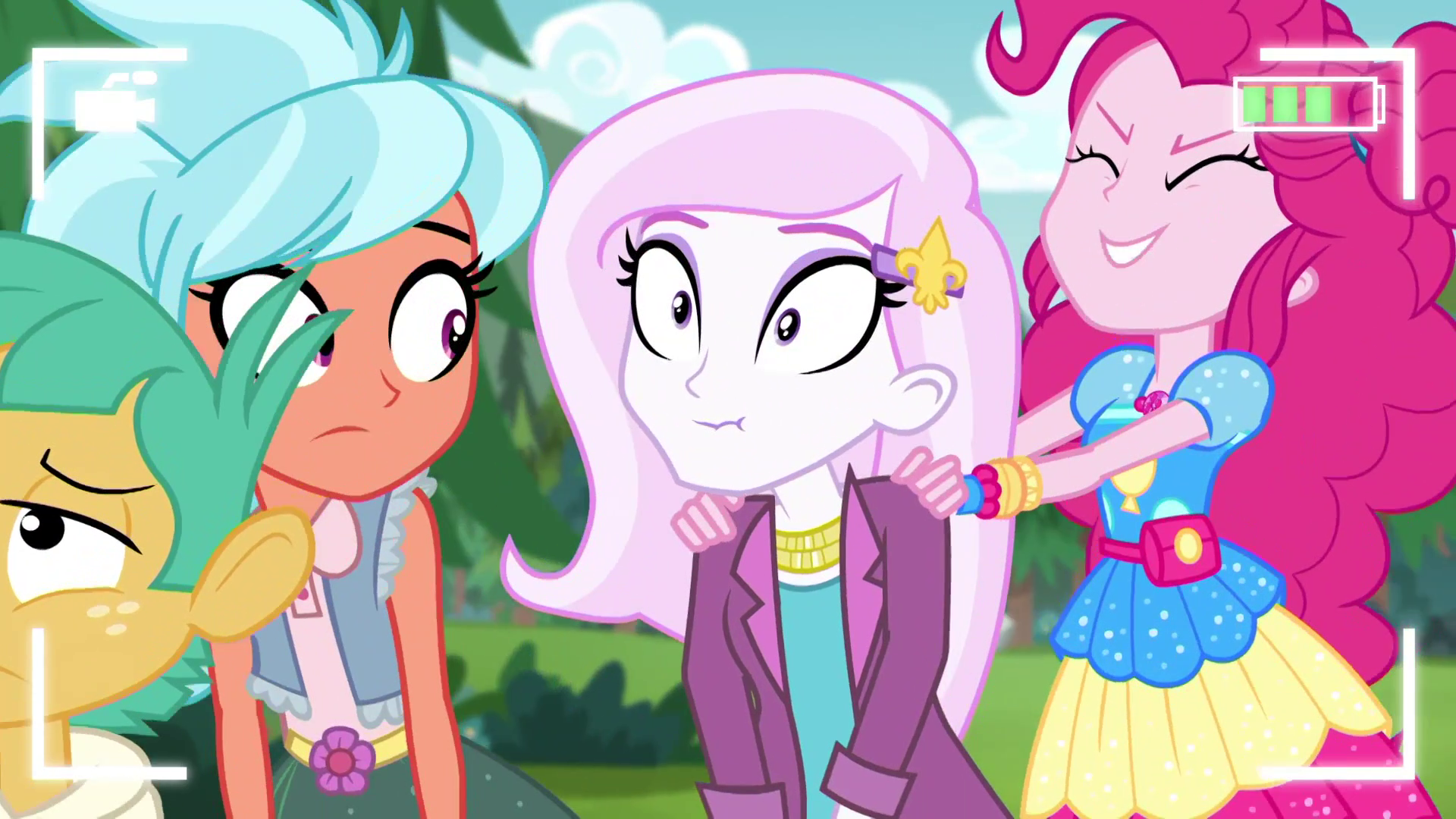 1645127 - safe, derpibooru import, screencap, fleur-de-lis, frosty orange,  pinkie pie, snails, equestria girls, equestria girls series, five lines you  need to stand in, spoiler:eqg series (season 2), bathroom line, clothes,  converse,