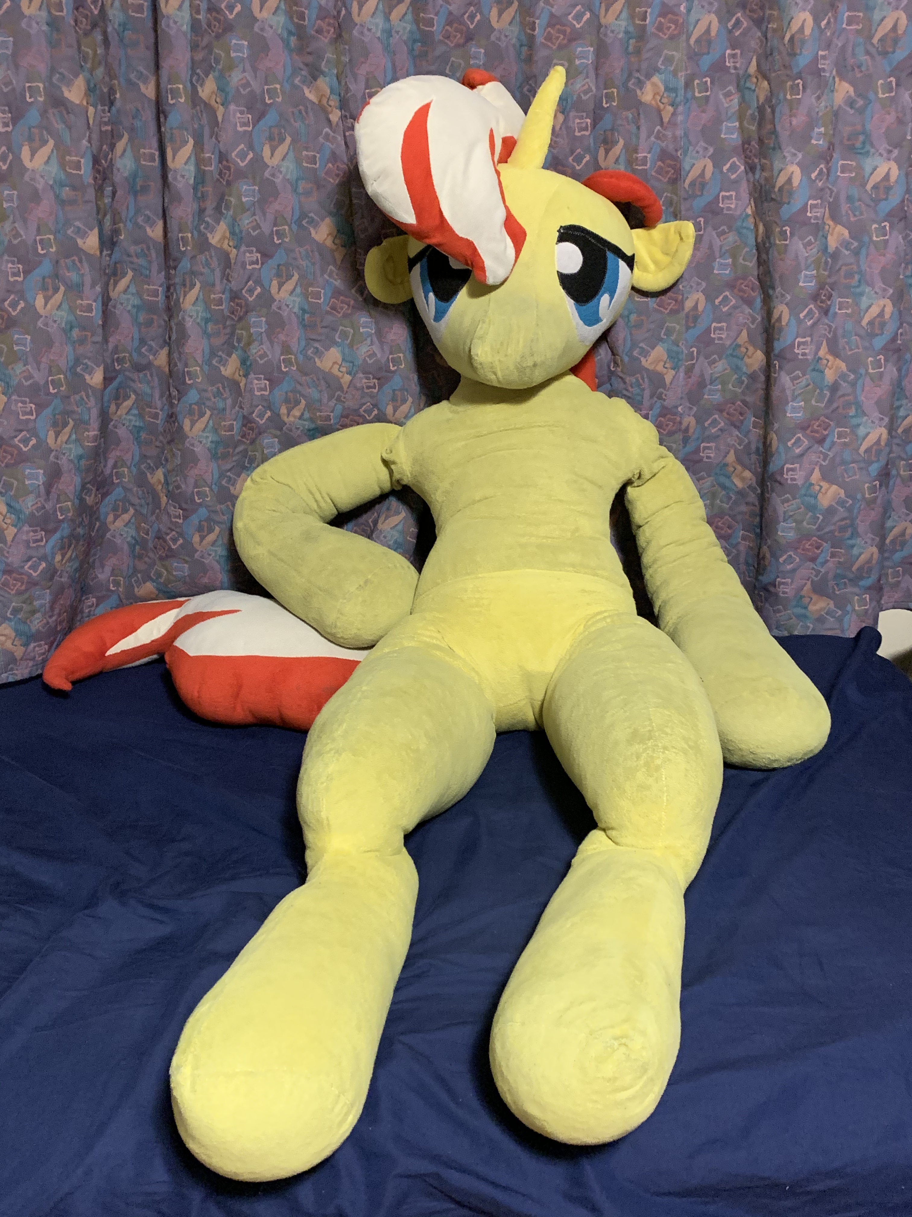 1812549 - suggestive, artist:bigsexyplush, derpibooru import, sunset  shimmer, anthro, original species, plush pony, pony, semi-anthro, anthro  plushie, bedroom eyes, fetish, irl, life size, photo, plushie, plushie sex  toy, plushophilia - Twibooru