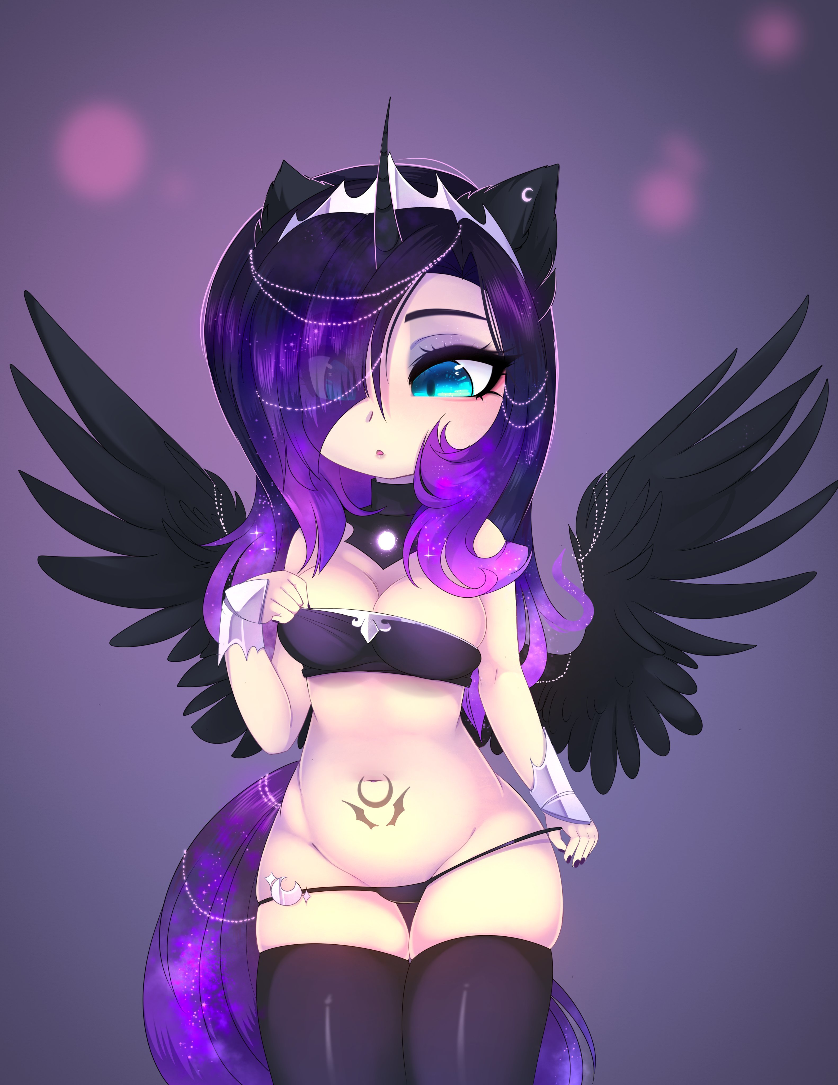 598346 - safe, artist:azaleasdolls, character:princess luna, species:human,  female, glow, humanized, solo, stars - Manebooru