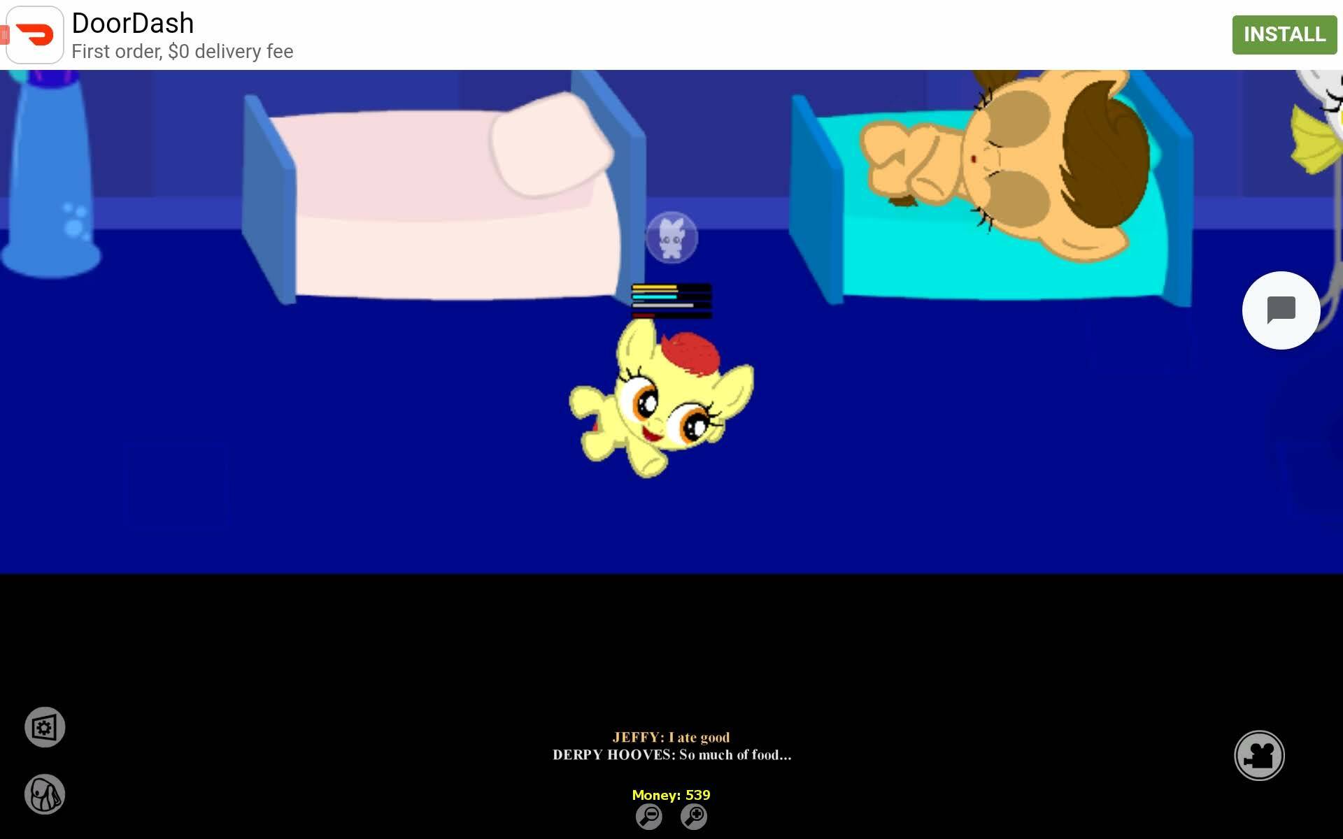 1878974 - safe, derpibooru import, apple bloom, ponified, earth pony,  pegasus, pony, advertisement, baby, baby apple bloom, baby pony, bed,  bedroom, crawling, doordash, game, home pony, jeffy, supermariologan,  younger - Twibooru