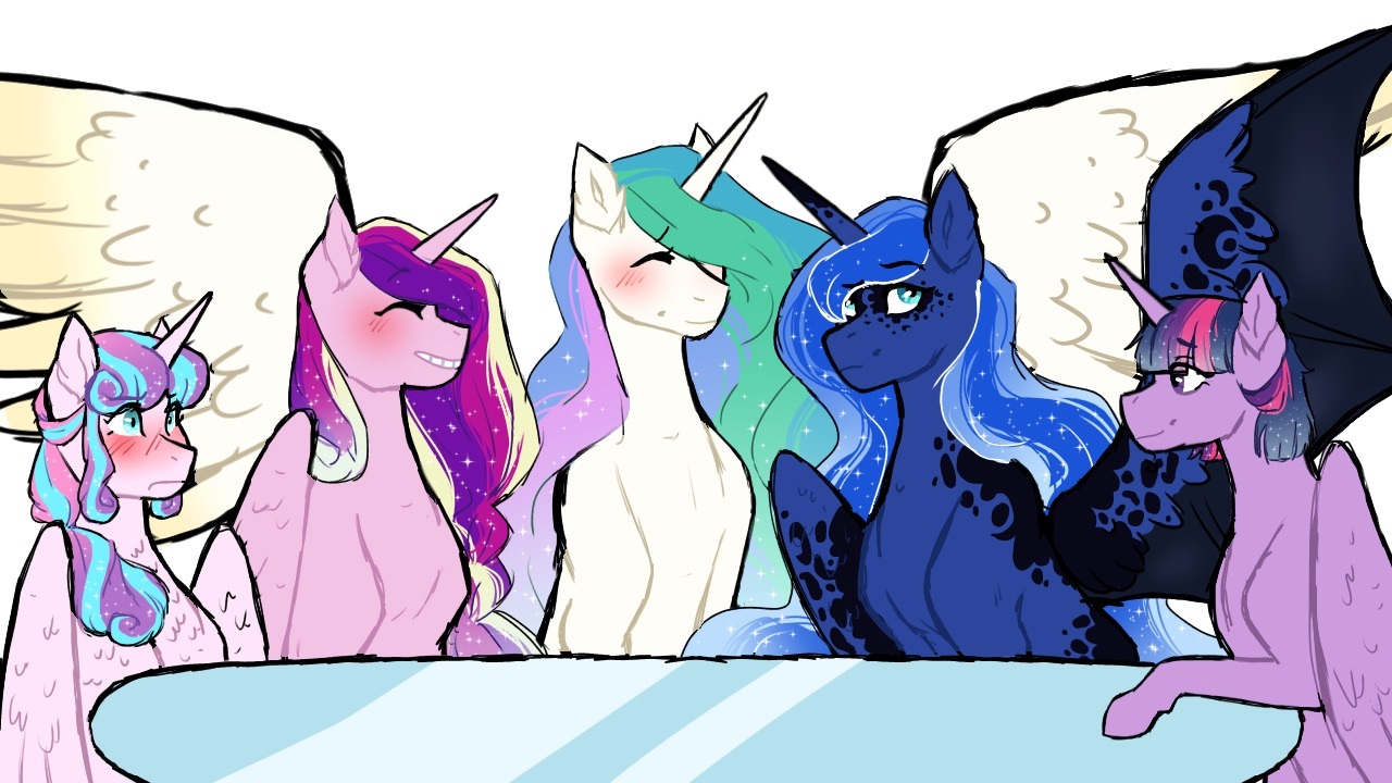 1938811 - safe, artist:vennyredmoon, deleted from derpibooru, derpibooru  import, princess cadance, princess celestia, princess flurry heart, princess  luna, twilight sparkle, twilight sparkle (alicorn), alicorn, bat pony, bat  pony alicorn, pony ...