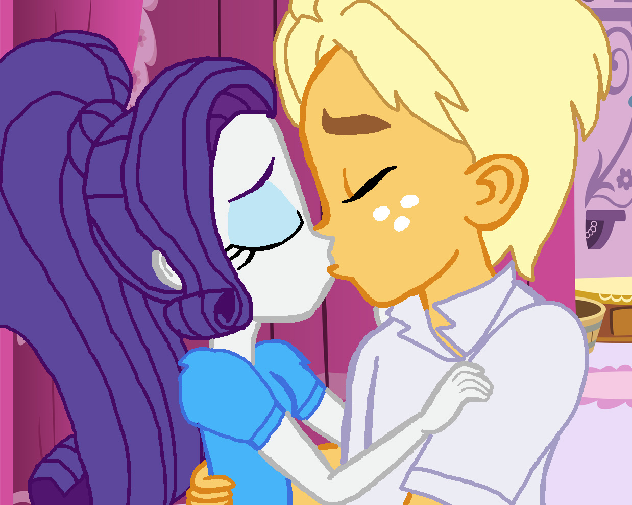 2043521 - safe, artist:ktd1993, derpibooru import, ragamuffin (equestria  girls), rarity, equestria girls, equestria girls series, spoiler:eqg series  (season 2), female, kissing, male, rarimuffin, shipping, straight - Twibooru