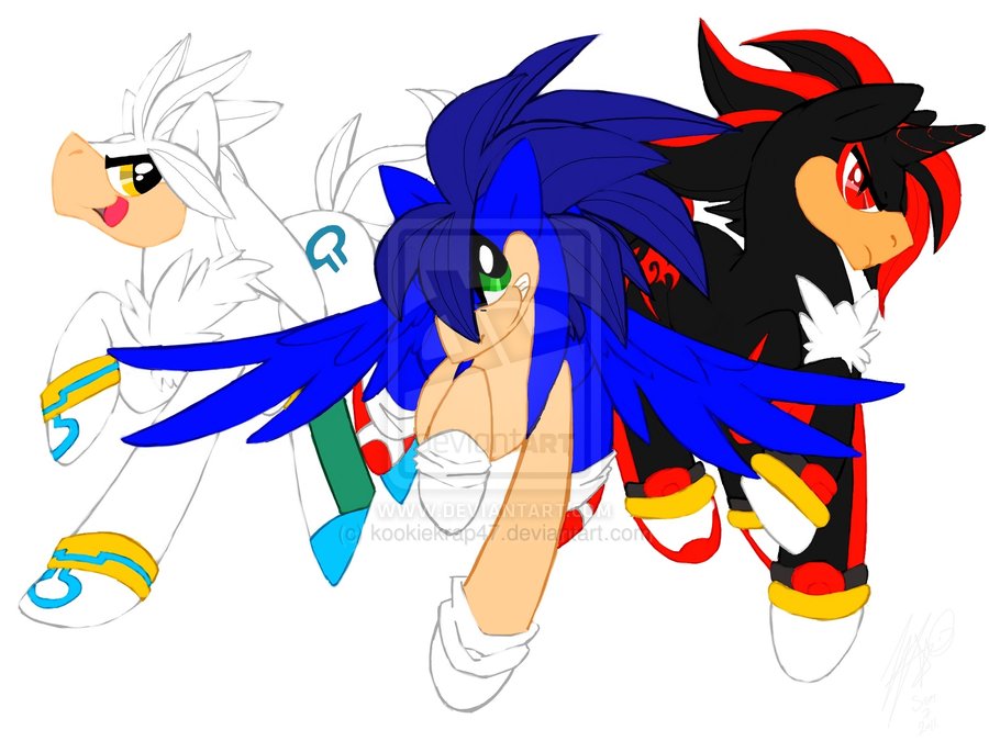 Classic Sonic, Shadow and Silver by CrystalRibbon01 -- Fur Affinity [dot]  net