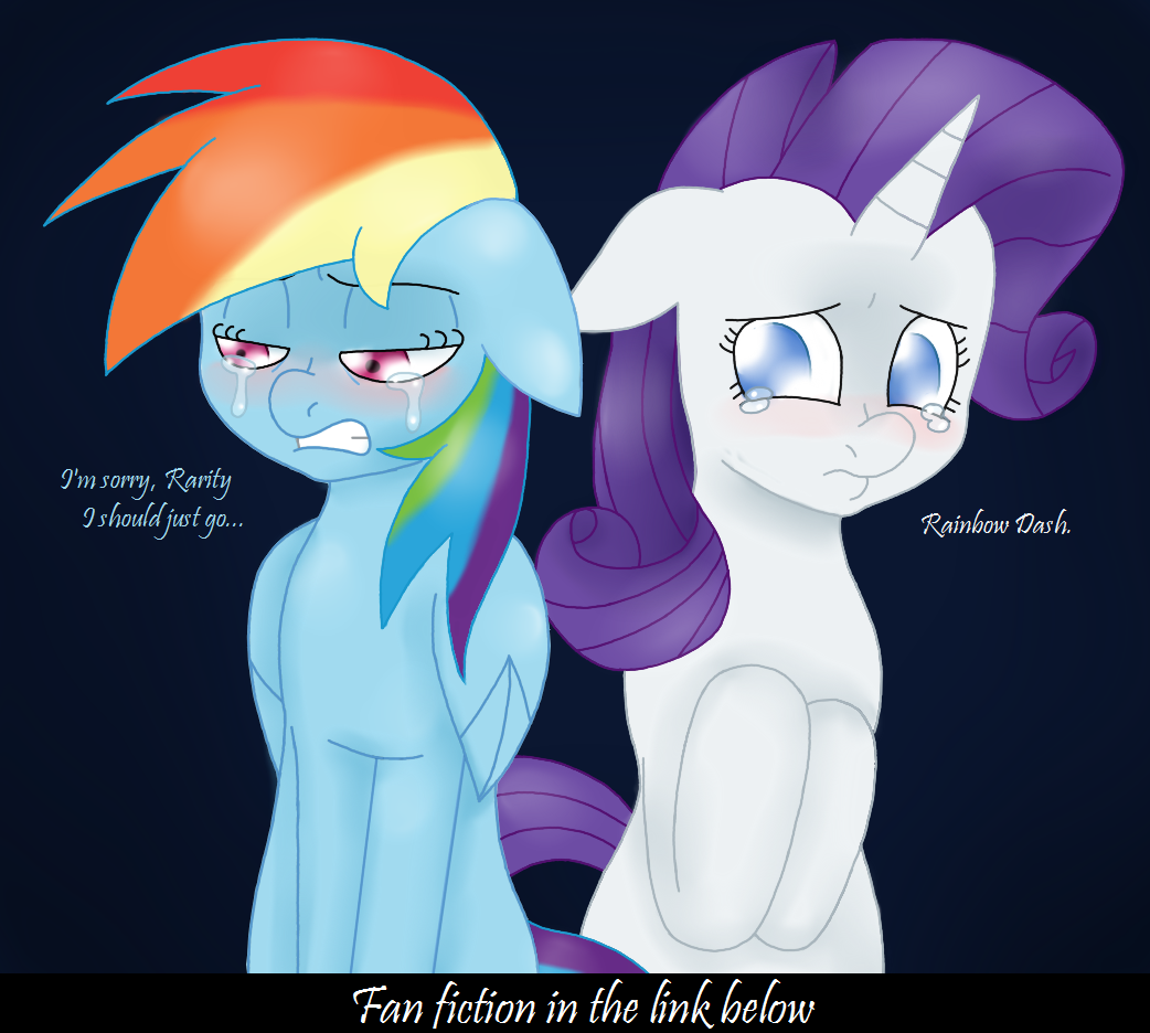 5519 - safe, artist:blackbewhite2k7, derpibooru import, rainbow dash, rarity,  pegasus, pony, unicorn, fanfic, blushing, crying, emotional, female, floppy  ears, lesbian, mare, raridash, shipping - Twibooru