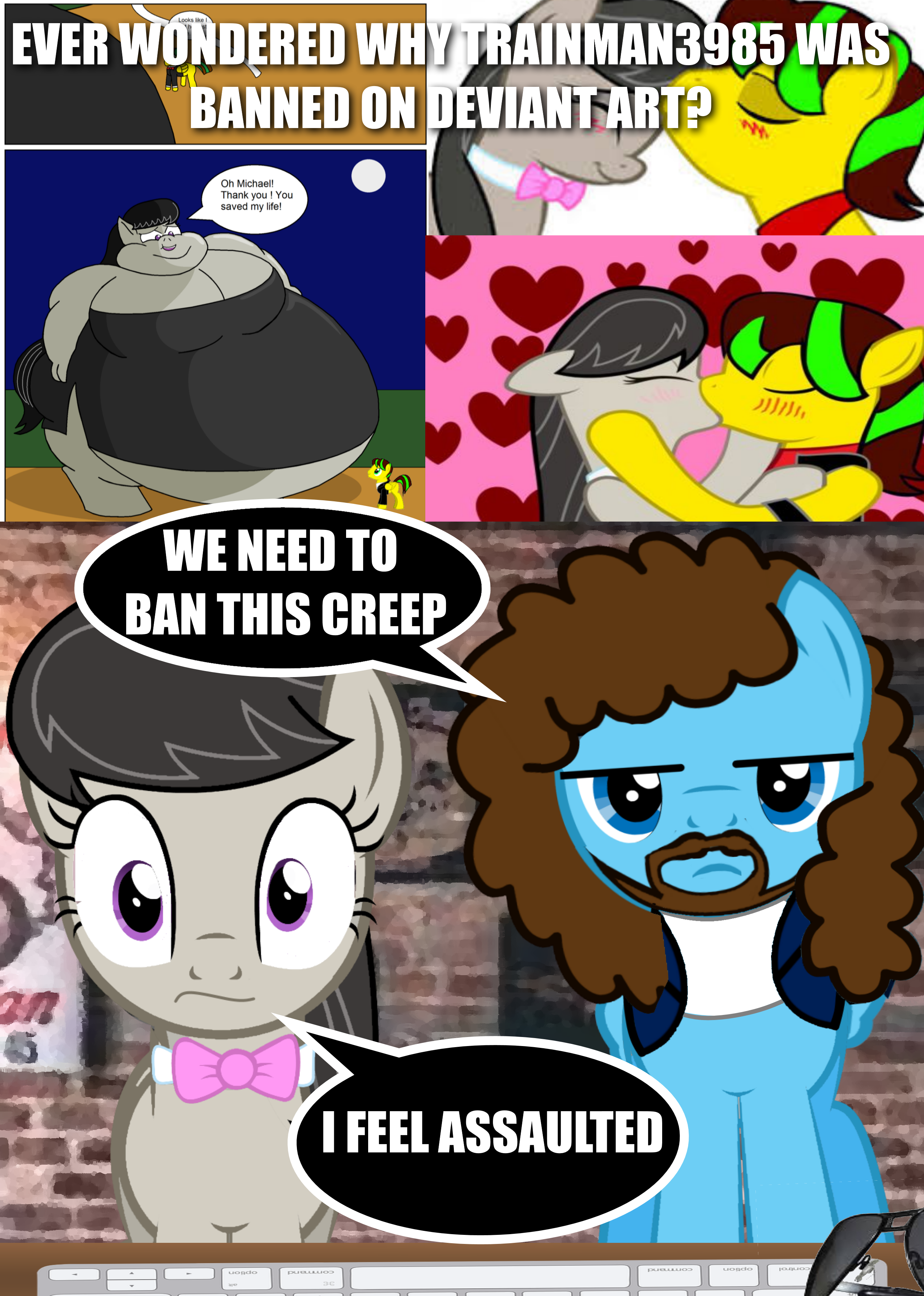 2174284 - suggestive, artist:trainman3985, artist:zacatron94, banned from  derpibooru, deleted from derpibooru, derpibooru import, edit, octavia  melody, oc, ponified:jeff lynne, base used, brick wall, comic, complex  background, electric light orchestra ...