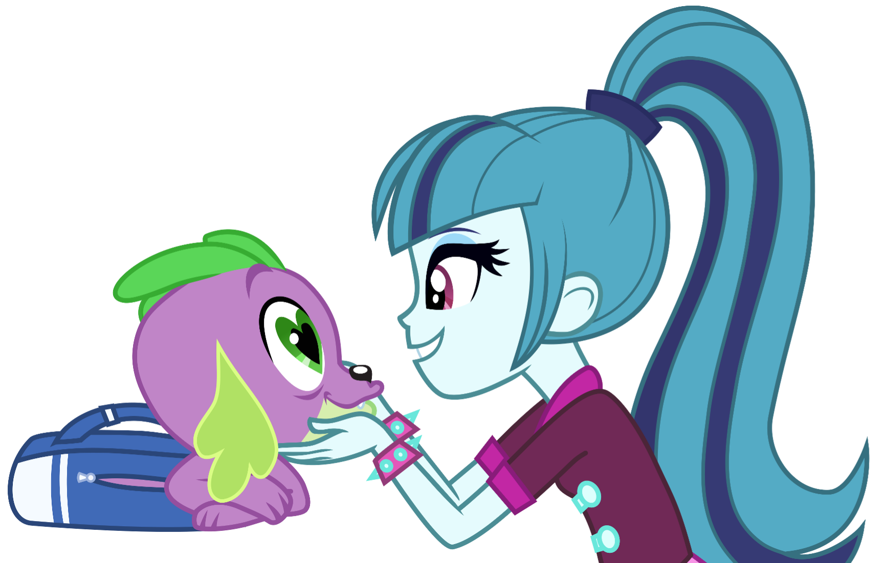 2220648 - safe, banned from derpibooru, deleted from derpibooru, derpibooru  import, sonata dusk, spike, dog, human, equestria girls, caress, cute,  female, heart eyes, male, shipping, simple background, smiley face,  sonatabetes, spinata, straight,