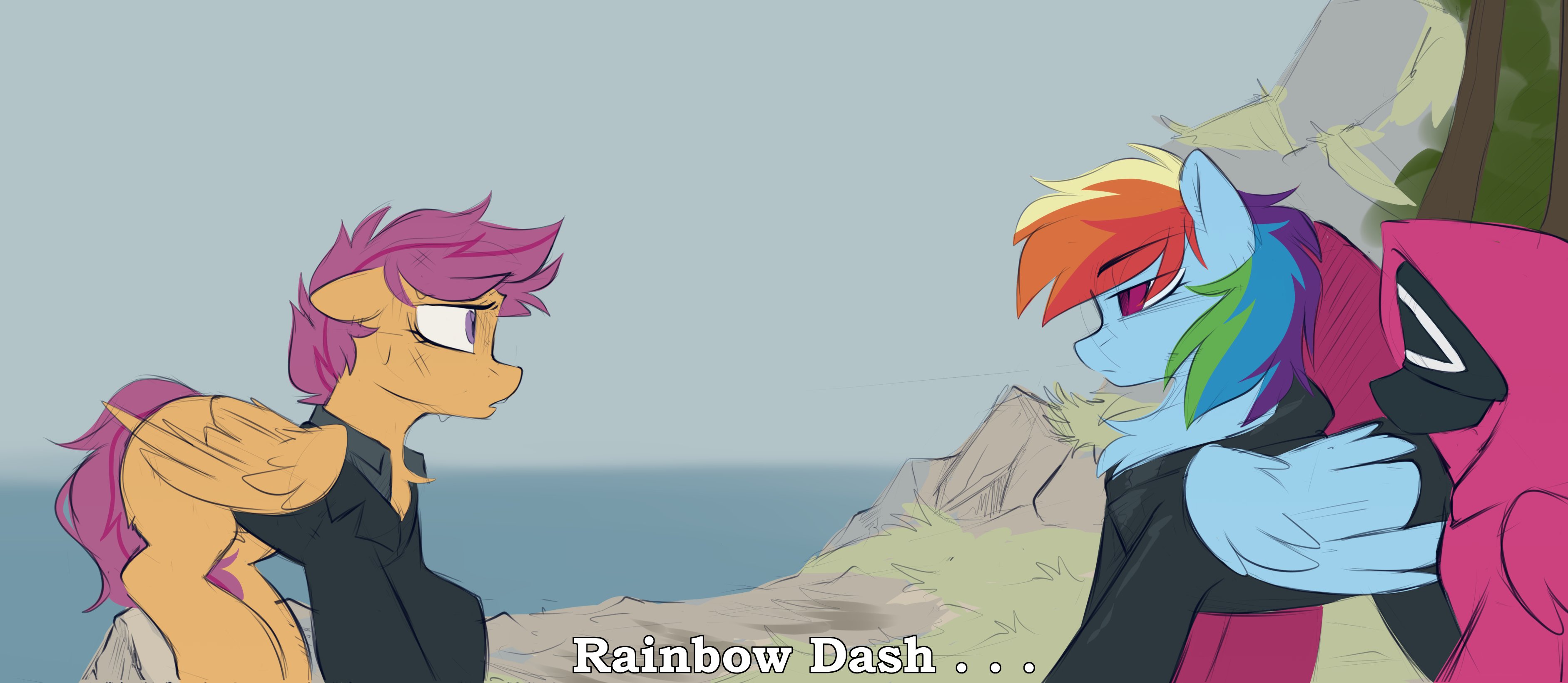 2577486 - safe, artist:crimmharmony, derpibooru import, rainbow dash,  scootaloo, pegasus, pony, fanfic:rainbow factory, crossover, fanfic art,  image, jpeg, squid game - Twibooru