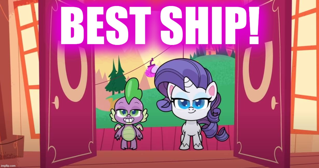 2285873 - safe, derpibooru import, edit, edited screencap, screencap, rarity,  spike, pony, unicorn, my little pony: pony life, spoiler:pony life s01e42,  caption, female, flutterdash (episode), image macro, male, mare, shipping,  sparity, straight,