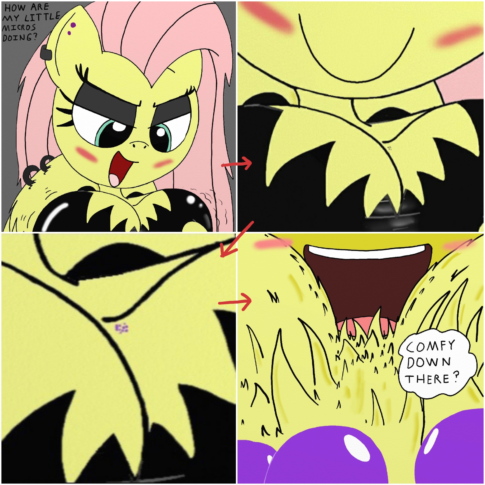 2306018 - accessories, adorasexy, anthro, artist:tenebrousmelancholy,  between breasts, big breasts, blushing, breast jiggle, breasts, busty  fluttershy, cleavage, cleave gag, close-up, clothes, comic, cute,  derpibooru import, deviantart, dialogue ...