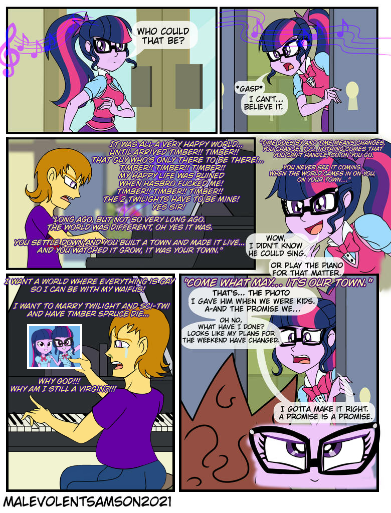 2338754 - safe, artist:5mmumm5, sci-twi, twilight sparkle, equestria girls,  g4, comic, dialogue, english, japanese, midnight sparkle, monochrome -  Derpibooru