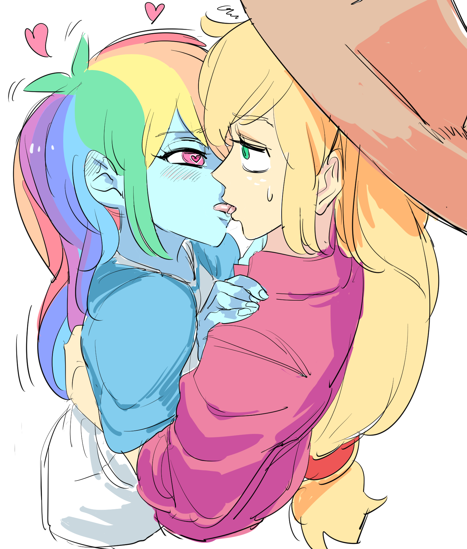 rainbow dash and applejack kiss