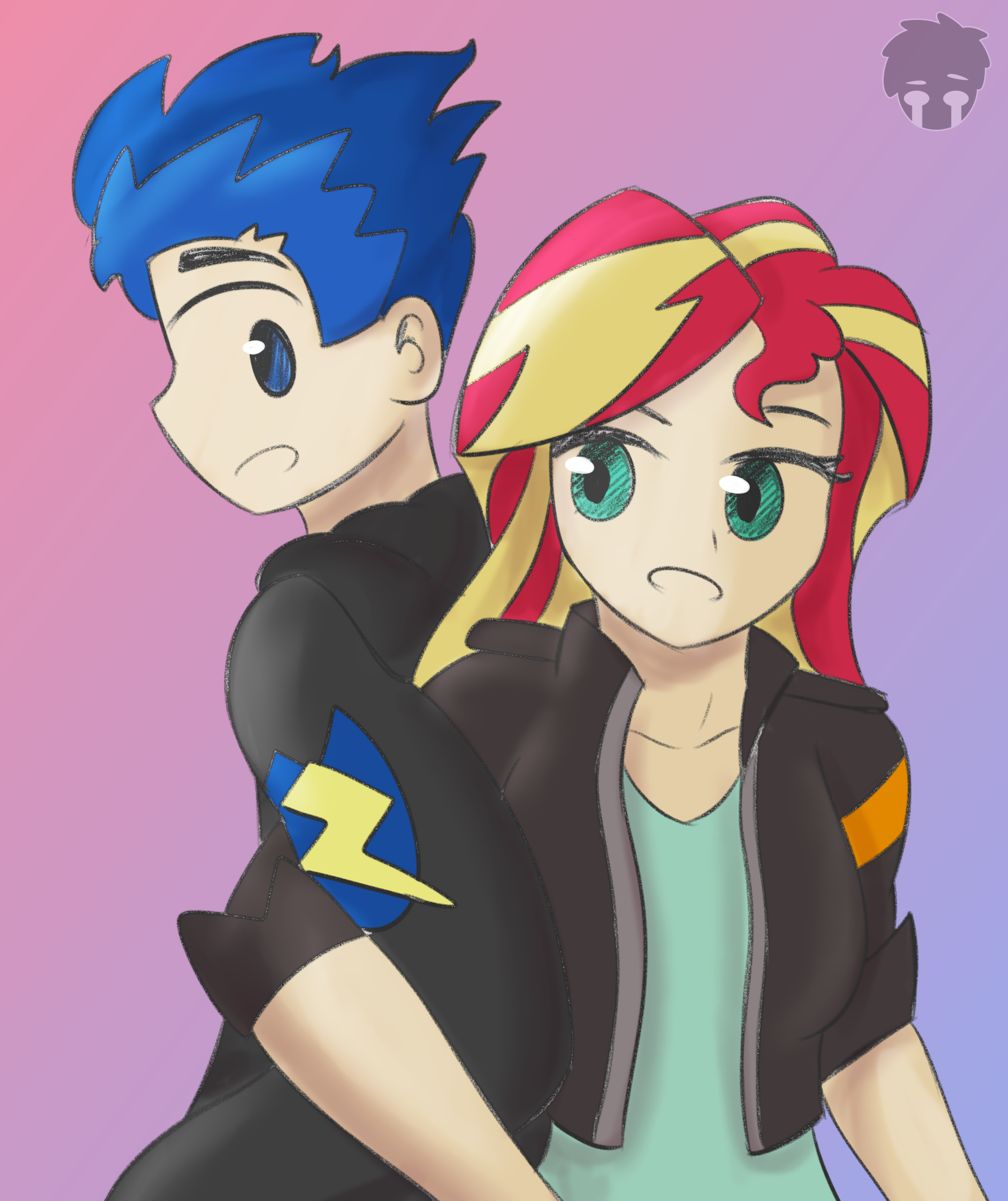 2468576 - safe, artist:hiruson, derpibooru import, flash sentry, sunset  shimmer, equestria girls, female, flashimmer, high res, image, male, png,  shipping, straight - Twibooru