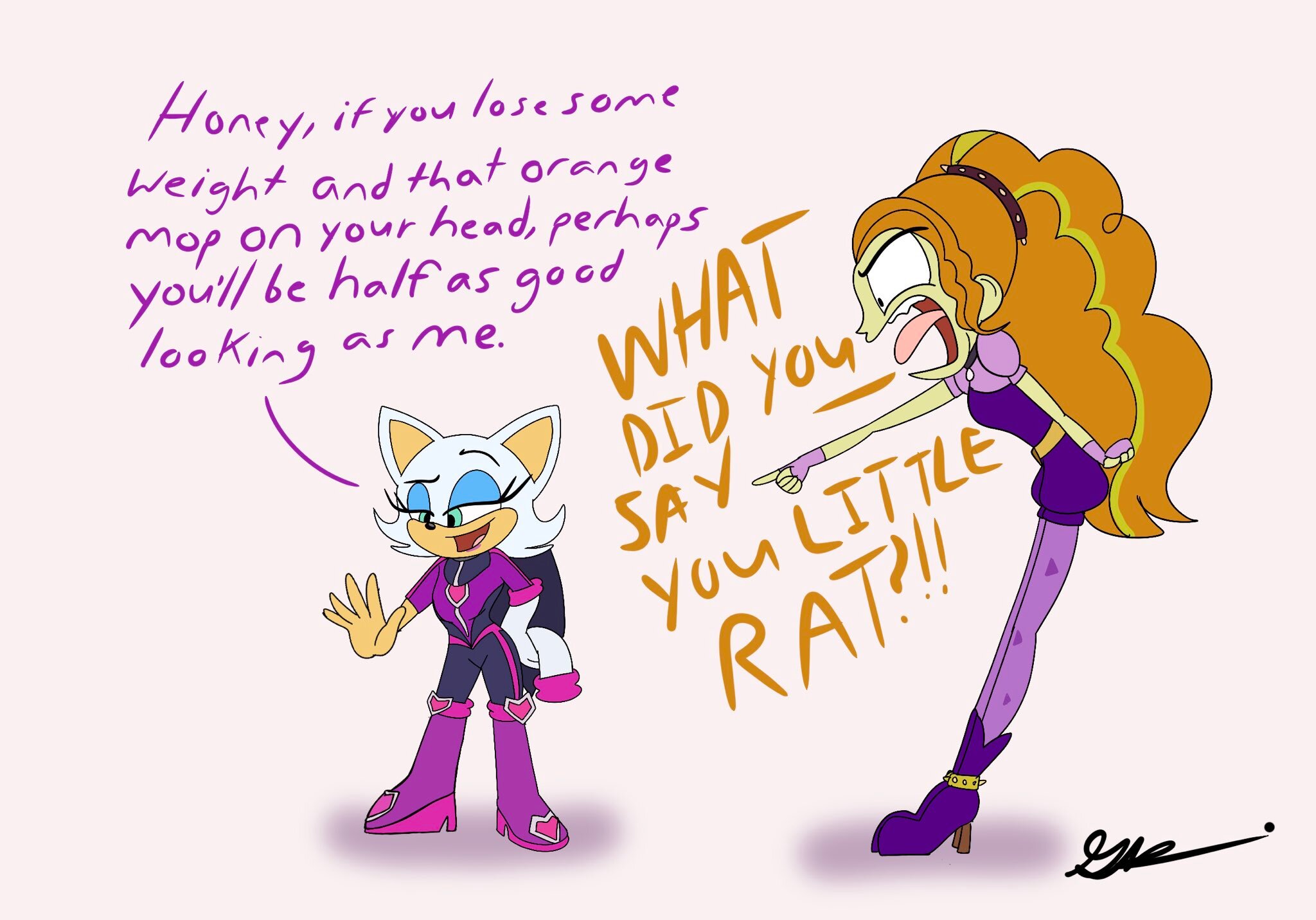 2832686 - safe, artist:brogararts, derpibooru import, adagio dazzle,  anthro, bat, human, equestria girls, crossover, image, jpeg, kazumi evans,  rouge the bat, sonic prime, sonic the hedgehog (series), voice actor joke -  Twibooru