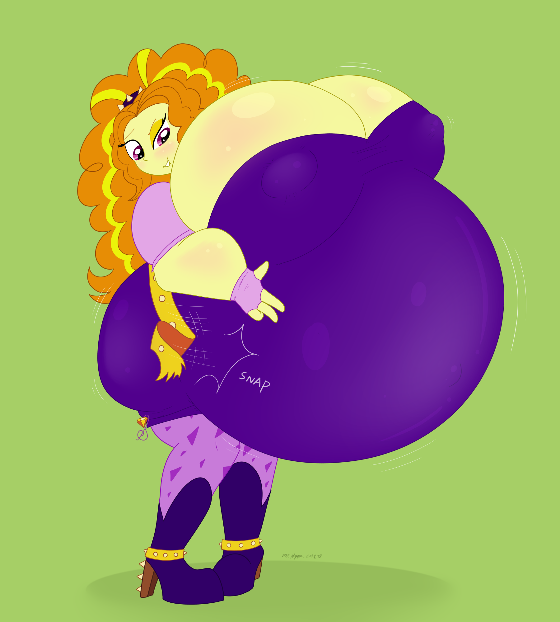 2823095 - questionable, artist:necrofeline, derpibooru import, adagio  dazzle, series:soda of swelling, equestria girls, belly, belly expansion,  bloating, breast expansion, breasts, clothes, disguise, disguised siren,  fingerless gloves, gloves, green ...