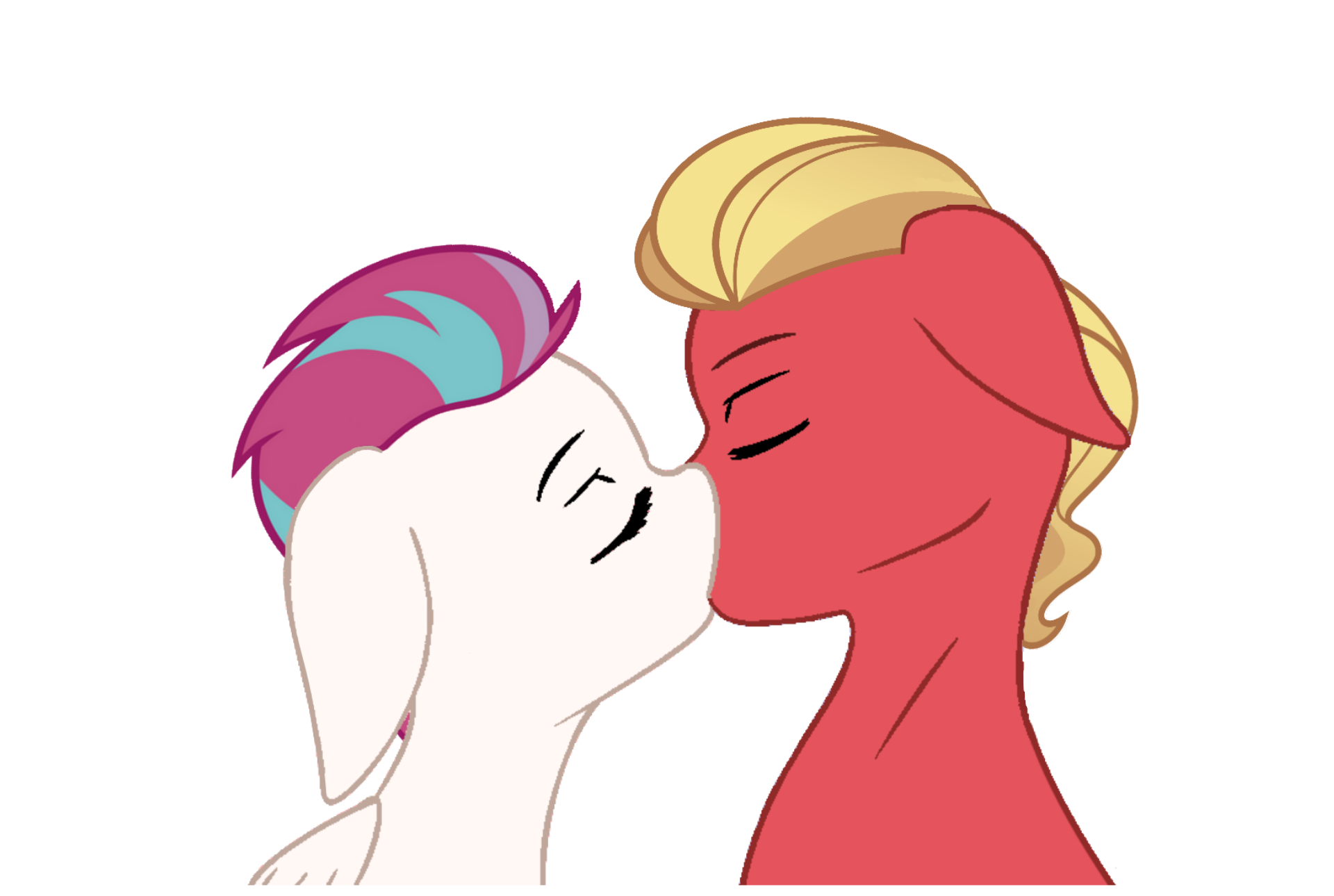 2737832 - safe, derpibooru import, sprout cloverleaf, zipp storm, earth pony,  pegasus, pony, my little pony: a new generation, cute, eyes closed, female,  g5, image, kissing, male, mare, png, shipping, simple background,