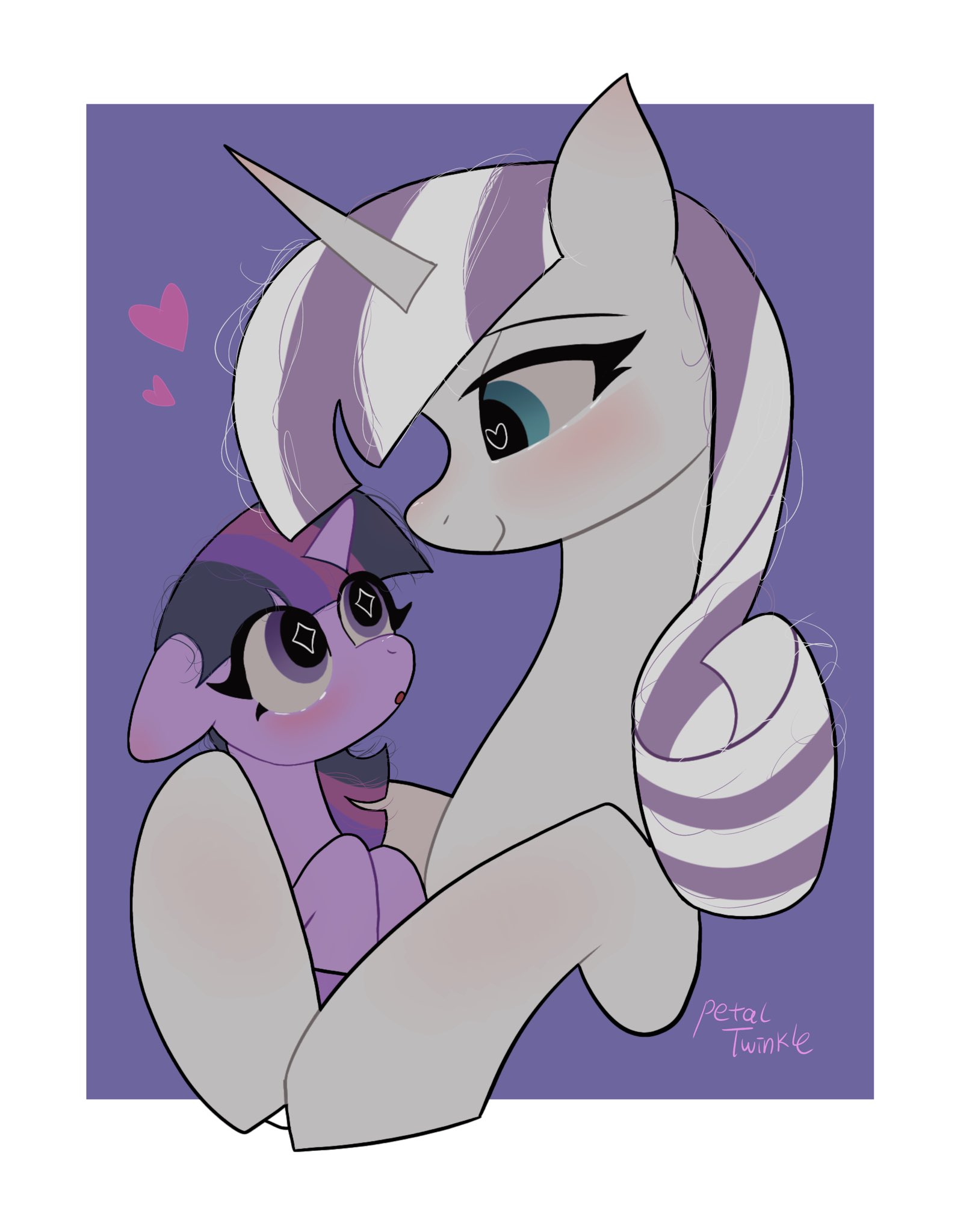 3011049 - safe, artist:petaltwinkle, derpibooru import, twilight sparkle, twilight  velvet, pony, unicorn, cute, female, filly, filly twilight sparkle, floppy  ears, heart, heart eyes, image, jpeg, mare, mother and child, mother and  daughter,