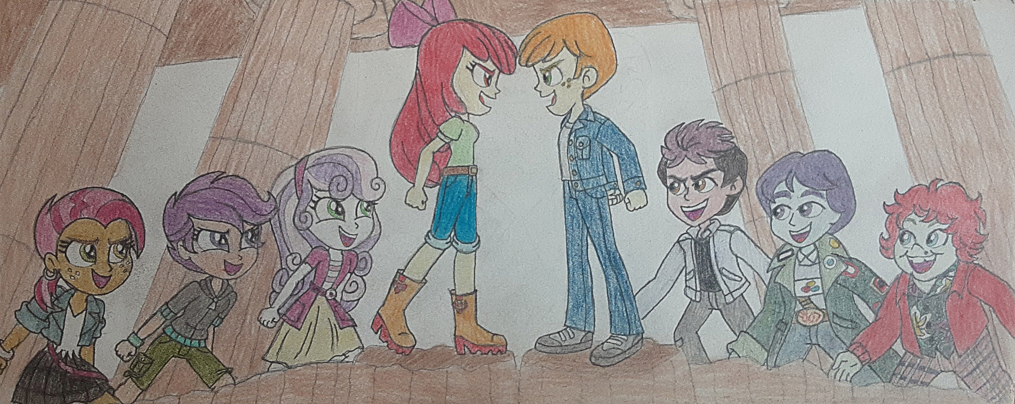 3042251 - safe, artist:jebens1, artist:sapphiregamgee, derpibooru import,  apple bloom, scootaloo, sweetie belle, equestria girls, alvin and the  chipmunks, chunk, data, equestria girls-ified, facing each other, goonies,  image, jpeg, mikey, mouth, parody ...