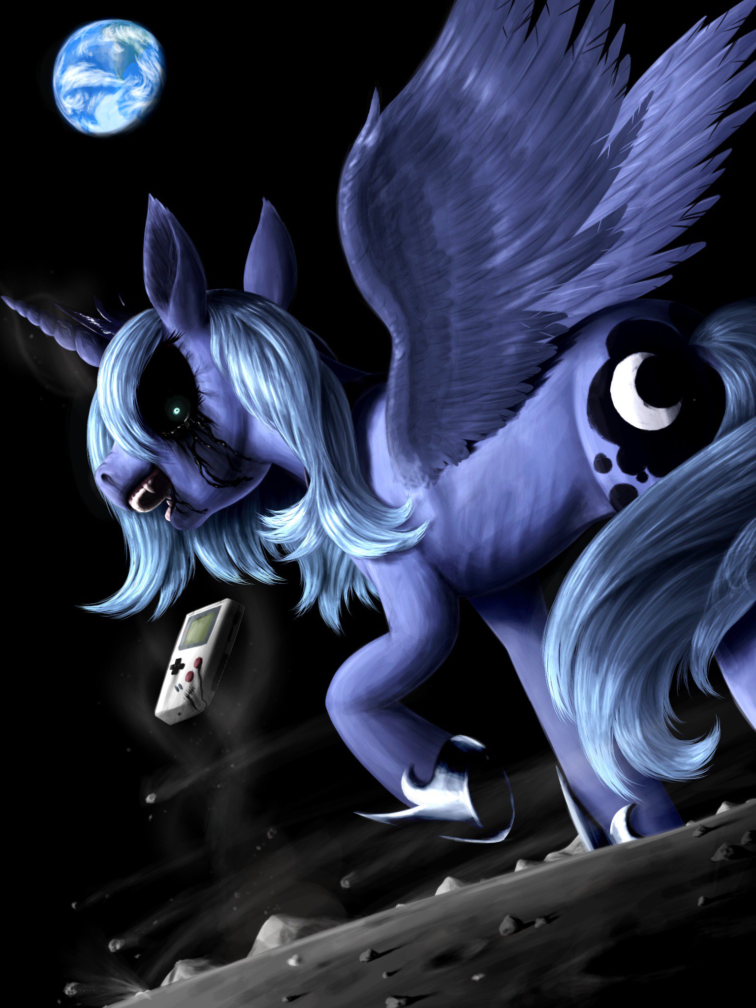 Semi Grimdark Artist Askloona Derpibooru Import Princess Luna Alicorn Pony